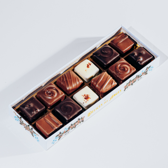 Etui de 12 chocolats ganaches et pralinés